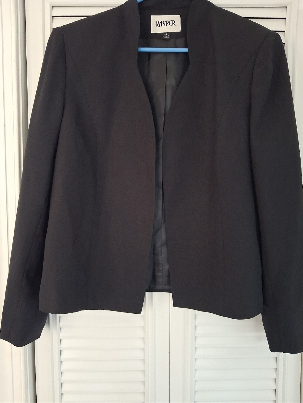 Kasper Women's Black Collarless Open-Front Blazer